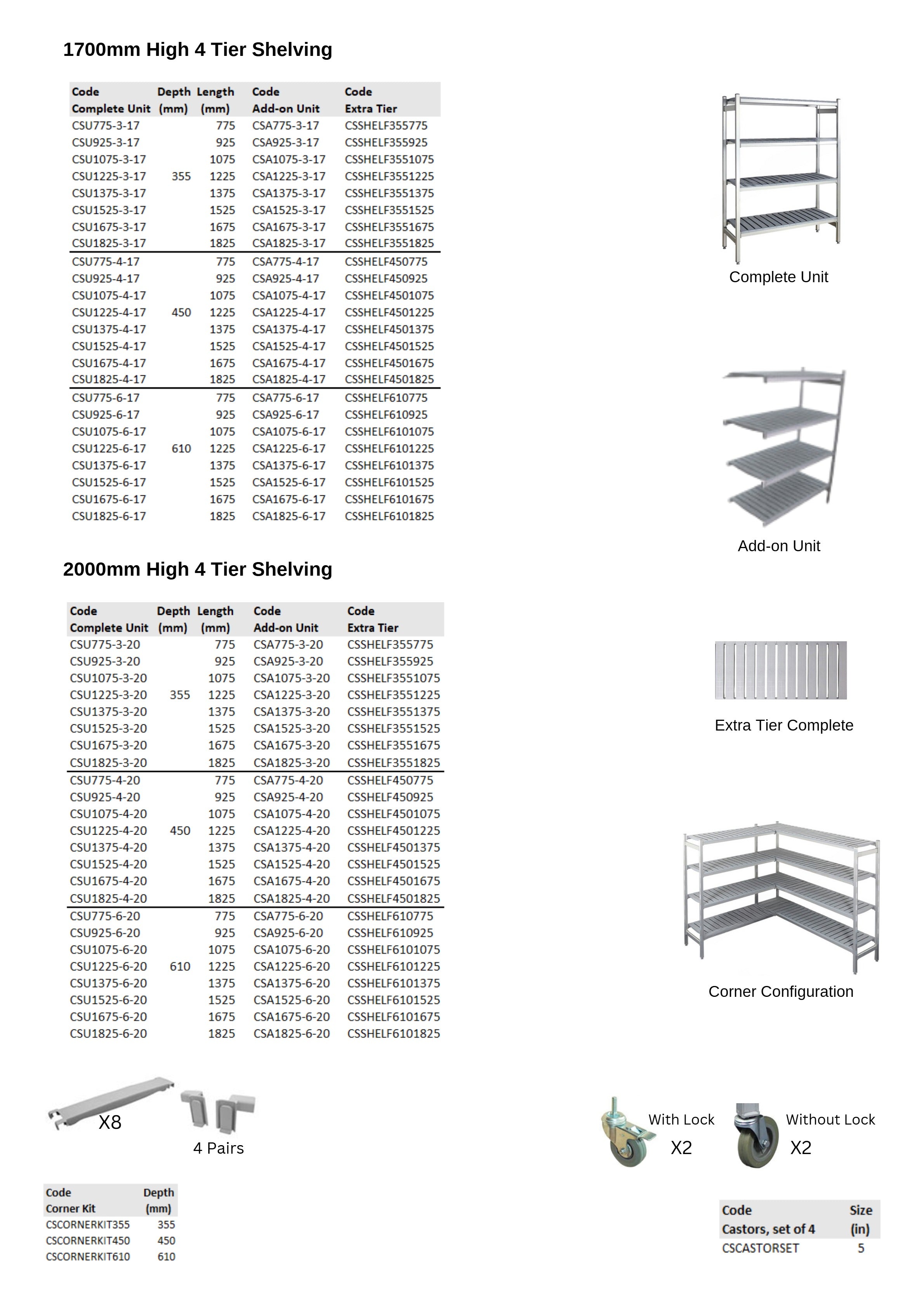 AliRacks CSA1675-4-20 - Shelving Add-On Unit