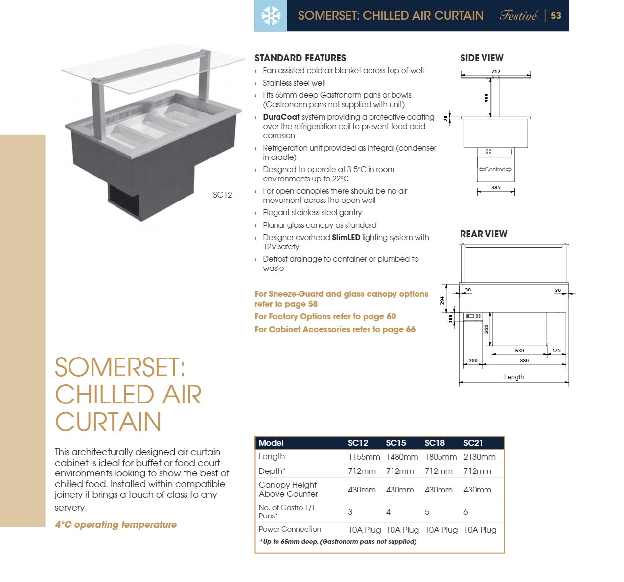 Festive Somerset SC15 - Chilled Air Curtain Cabinet