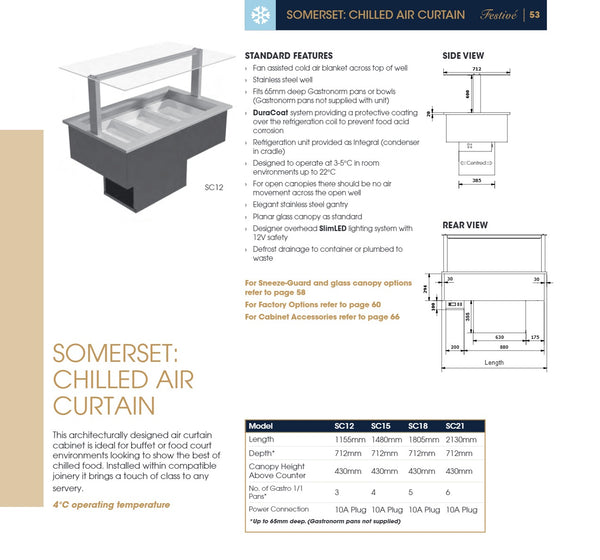 Festive Somerset SC15 - Chilled Air Curtain Cabinet